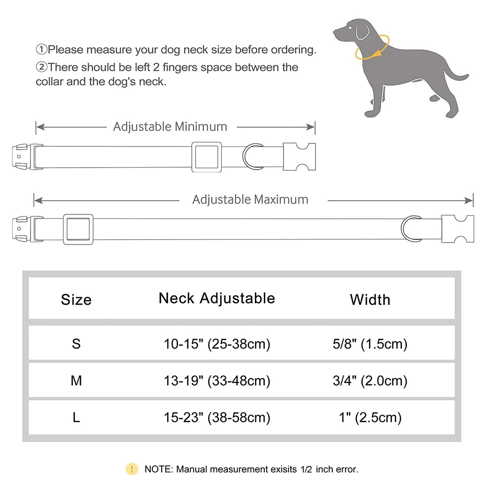 Customized Dog Collar Durable PU Leather Dog Collars Engraved Pet ID Necklace with Metal Buckle for Small Medium Large Dogs Pug