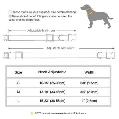 Customized Dog Collar Durable PU Leather Dog Collars Engraved Pet ID Necklace with Metal Buckle for Small Medium Large Dogs Pug